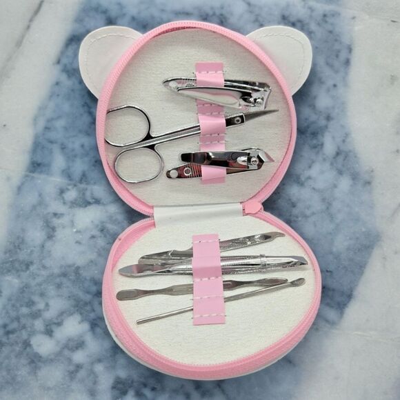 Hello Kitty Nail Care Kit White Cartoon Cat PU Leather 8 Piece Manicure Set - Picture 3 of 9